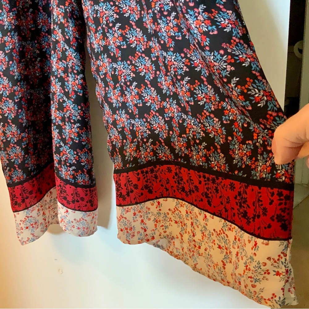 Miami Black Blue Red Flowy Wide Leg Palazzo Floral Boho Jumpsuit L